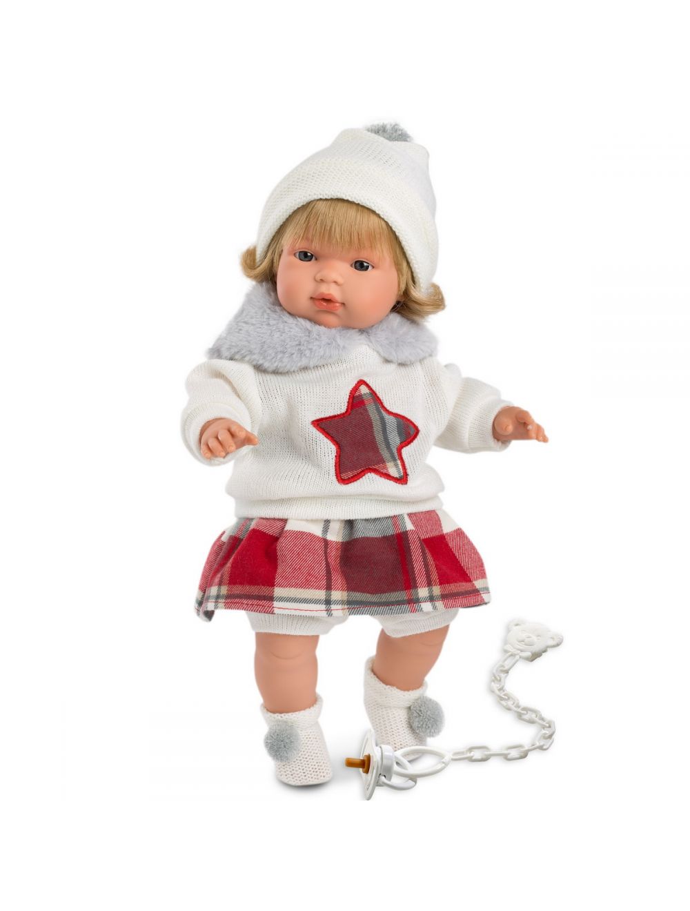 Llorens lalka płacząca Lidia 38 cm w białej czapce