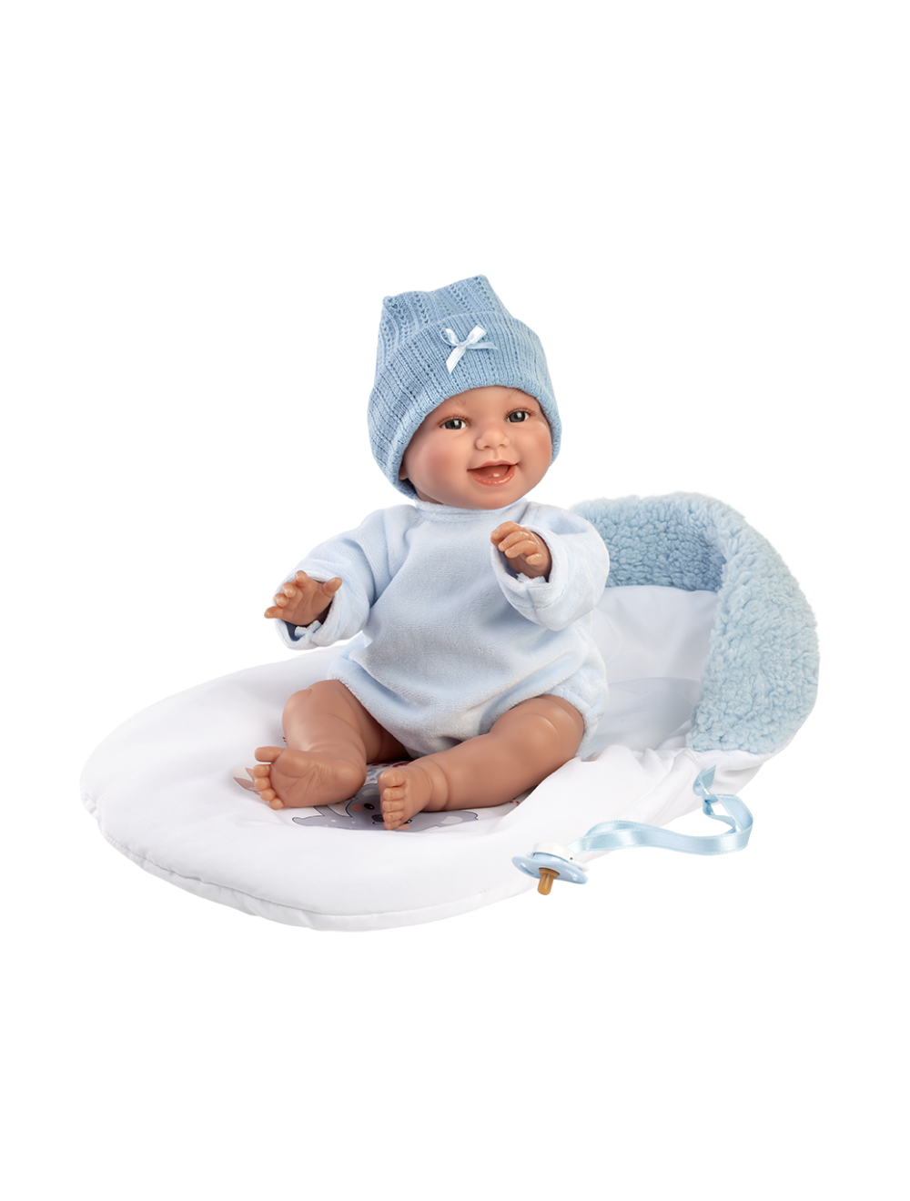 Llorens Lalka 63805 38 cm śmiejąca się Liam w śpiworku