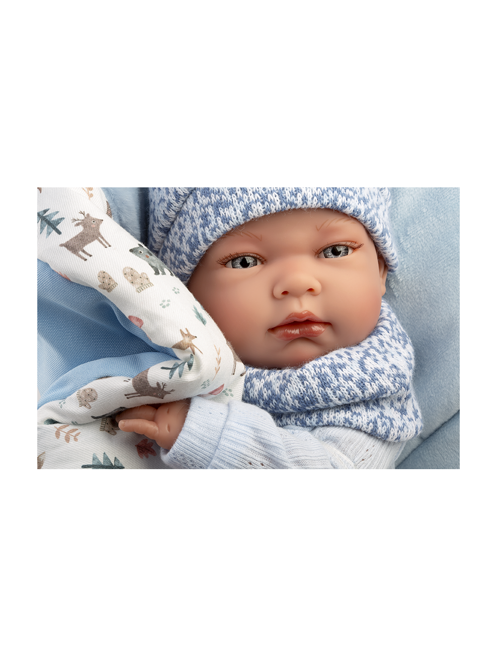 Llorens 73825 Lalka Nico w niebieskim śpiworku