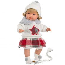 Llorens lalka płacząca Lidia 38 cm w białej czapce