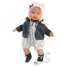 Llorens 42145 Lalka płacząca Miguel 42 cm chłopiec granatowa bluza