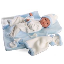 LLORENS Lalka Pipo w niebieskiej piżamie, do przewijania  35 cm