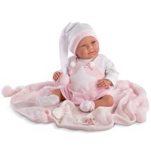 LLORENS Śmiejący się noworodek Lala w różowej piżamie 42 cm