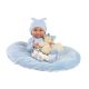 Llorens 73807 Lalka winylowa bobas 40 cm Nico z niebieską podusią i przytulanką