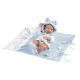 Llorens 73897 Lalka winylowa Bobas 40 cm Nico z niebieskim kocykiem