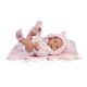 Llorens 73898 Lalka winylowa Bobas 40 cm Nica z różowym kocykiem
